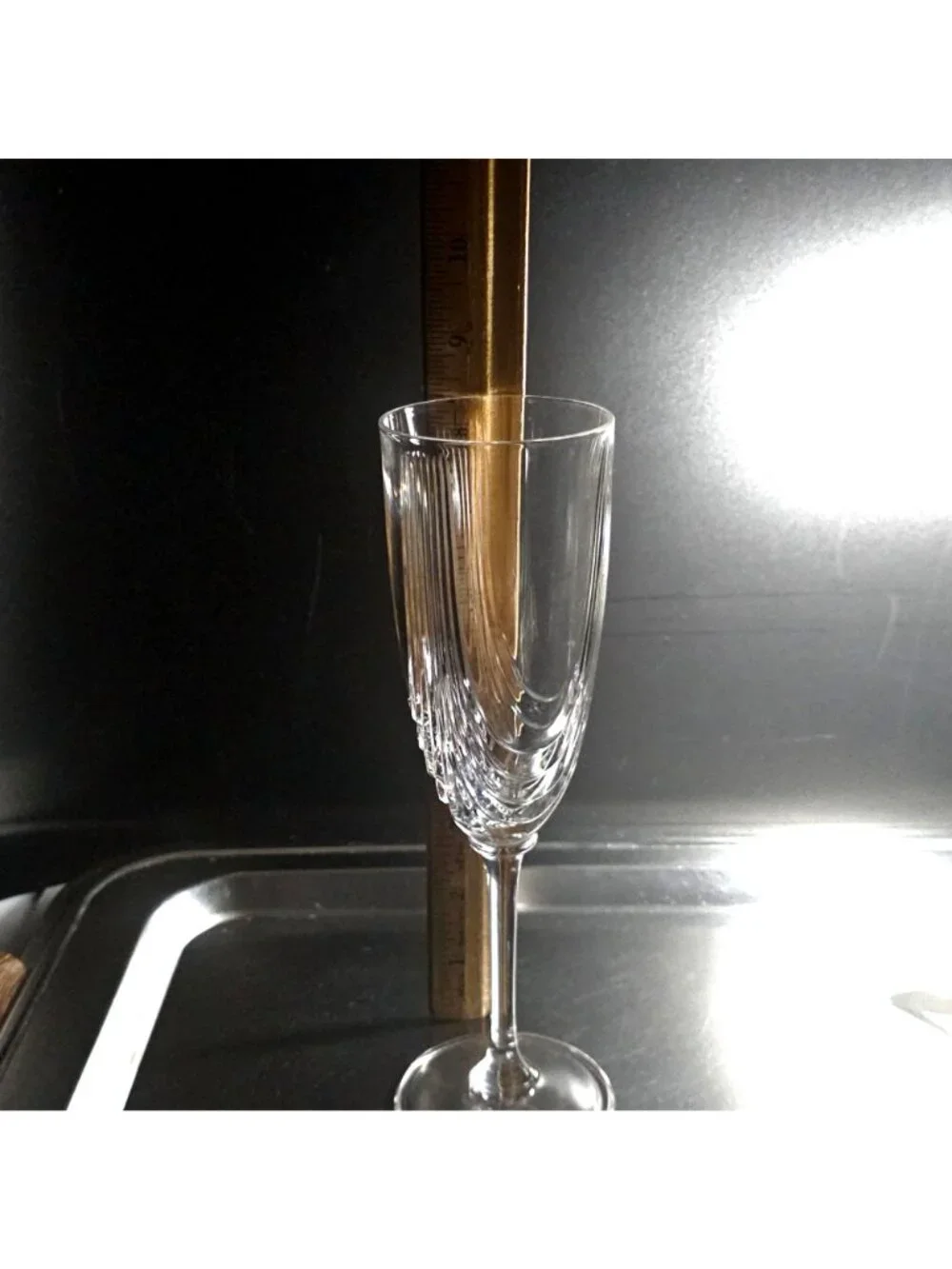 RCR Magnolia Champagne Flute cut swags design Royal Crystal Italian Art Deco 199